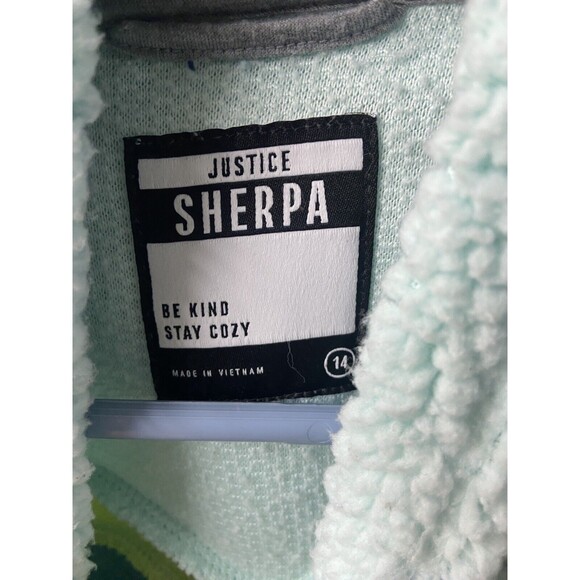 Justice Fleece Quarter Zip Sweater Girl 14 Sherpa Multi Pullover Colorblock - Picture 3 of 8